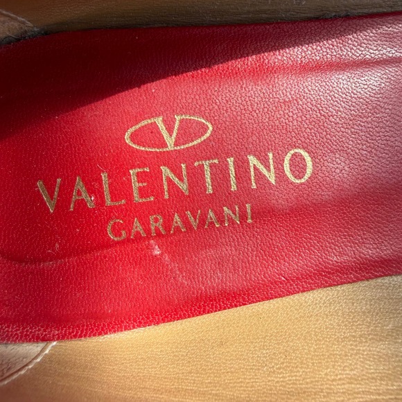 Valentino Garavani Red Pebbled Leather Peep Toe Rosette Ballet Flats Size 38 - Picture 4 of 10